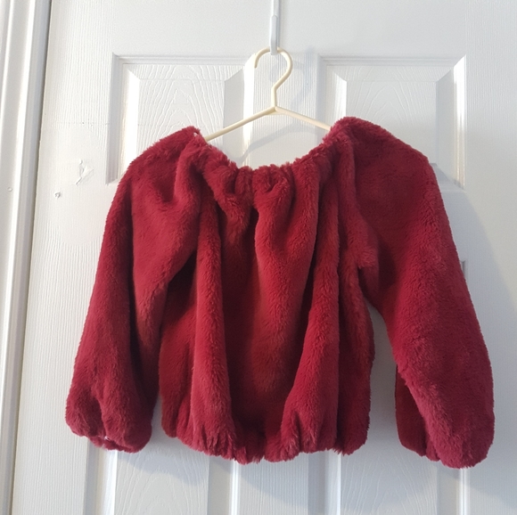 5/$20 fuzzy plush burgundy red vintage sweater - Picture 1 of 4